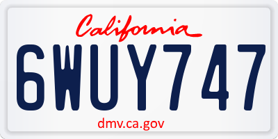 CA license plate 6WUY747