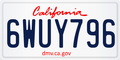CA license plate 6WUY796