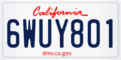 CA license plate 6WUY801