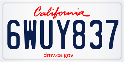 CA license plate 6WUY837