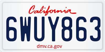 CA license plate 6WUY863