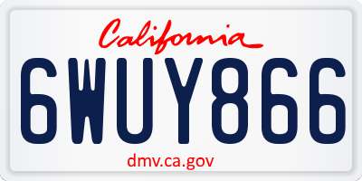 CA license plate 6WUY866