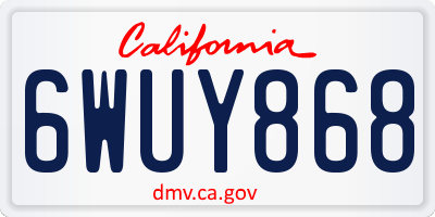 CA license plate 6WUY868