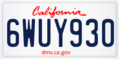 CA license plate 6WUY930