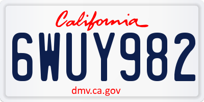 CA license plate 6WUY982