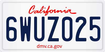 CA license plate 6WUZ025