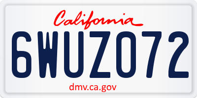 CA license plate 6WUZ072