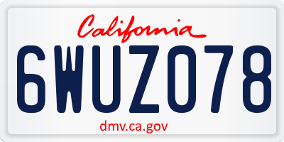 CA license plate 6WUZ078