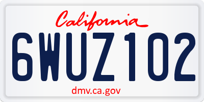 CA license plate 6WUZ102