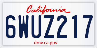 CA license plate 6WUZ217