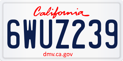 CA license plate 6WUZ239