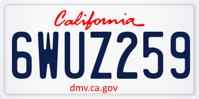 CA license plate 6WUZ259