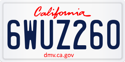 CA license plate 6WUZ260