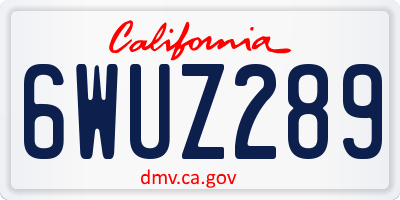 CA license plate 6WUZ289