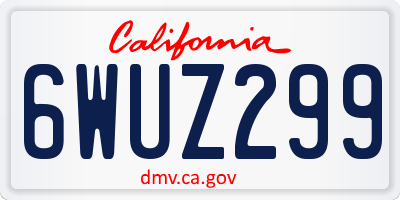 CA license plate 6WUZ299