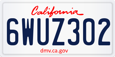 CA license plate 6WUZ302