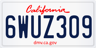 CA license plate 6WUZ309