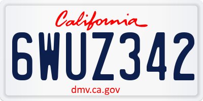 CA license plate 6WUZ342