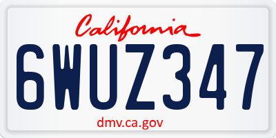 CA license plate 6WUZ347