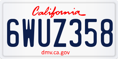 CA license plate 6WUZ358