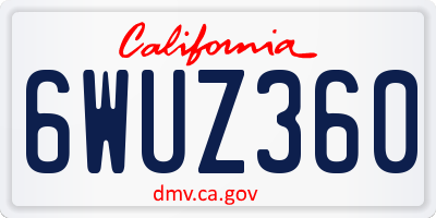 CA license plate 6WUZ360