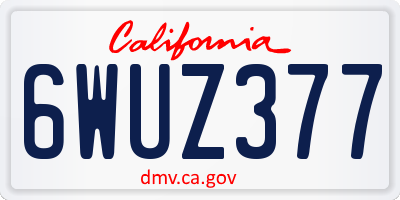 CA license plate 6WUZ377