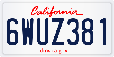 CA license plate 6WUZ381