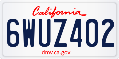 CA license plate 6WUZ402