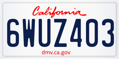 CA license plate 6WUZ403