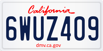 CA license plate 6WUZ409