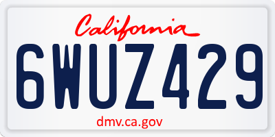 CA license plate 6WUZ429