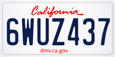 CA license plate 6WUZ437