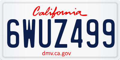 CA license plate 6WUZ499