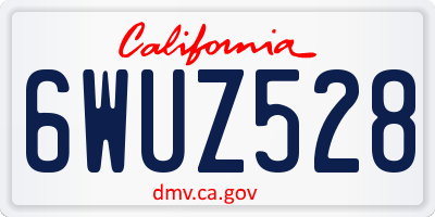 CA license plate 6WUZ528