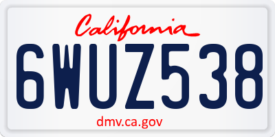CA license plate 6WUZ538