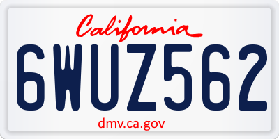 CA license plate 6WUZ562