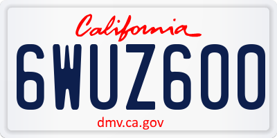 CA license plate 6WUZ600