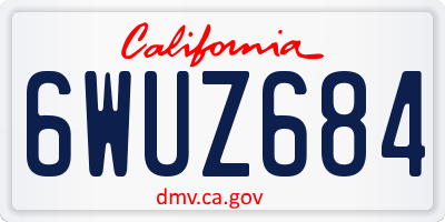 CA license plate 6WUZ684