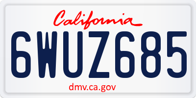 CA license plate 6WUZ685
