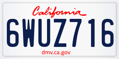 CA license plate 6WUZ716