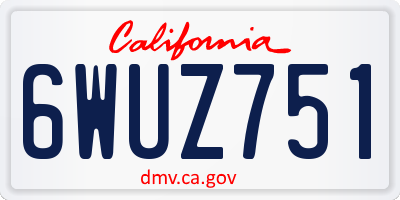 CA license plate 6WUZ751