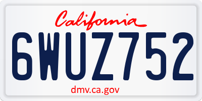 CA license plate 6WUZ752