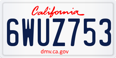 CA license plate 6WUZ753