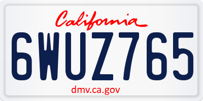 CA license plate 6WUZ765