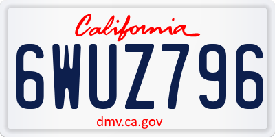 CA license plate 6WUZ796