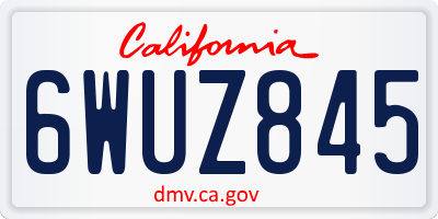 CA license plate 6WUZ845