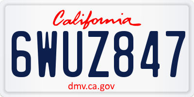 CA license plate 6WUZ847