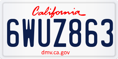 CA license plate 6WUZ863