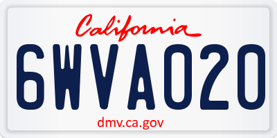 CA license plate 6WVA020