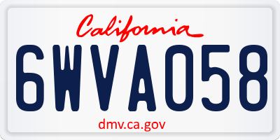 CA license plate 6WVA058